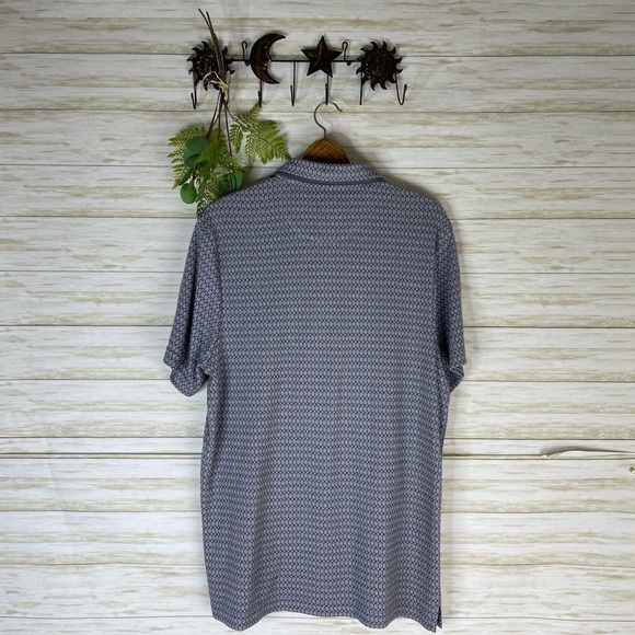 Tasso Elba Supima Cotton Blend Hexagon Honeycomb Print Polo Collar Shirt - Picture 2 of 4